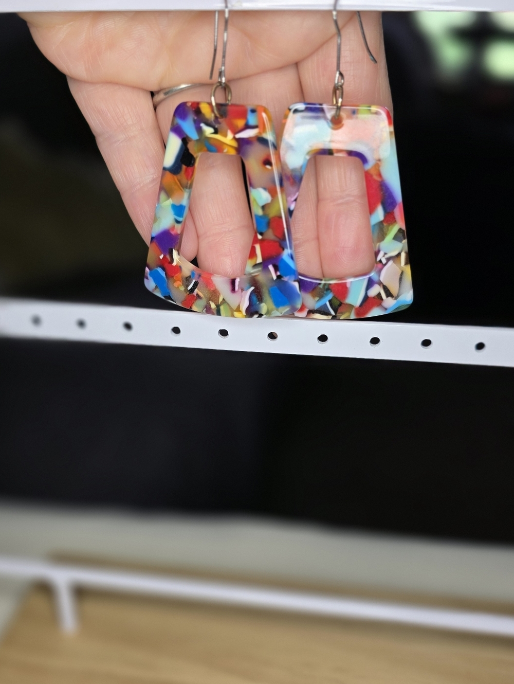 🌟3 for $18!🌟Colorful Confetti Resin Geometric Earrings